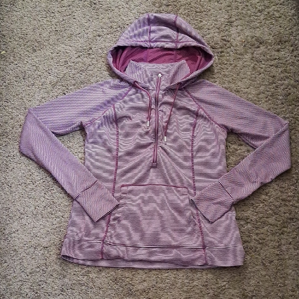 Tangerine Maroon Striped Hoodie